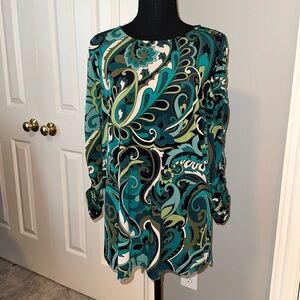 Susan Graver size medium fabulous green top EUC💚